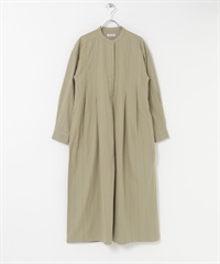 FORK&SPOON 打褶設計洋裝(膚色條紋-1-其他膚色)