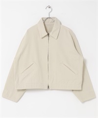 FORK&SPOON 成品染斜紋拉鍊夾克(象牙白-1-IVORY)