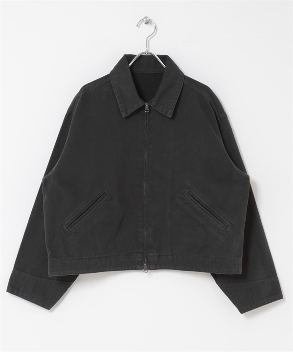 FORK&SPOON 成品染斜紋拉鍊夾克(炭灰色-1-CHARCOAL GRAY)