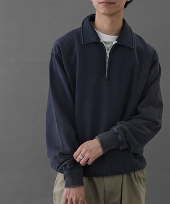 FORK&SPOON 褪色加工半拉鍊休閒上衣