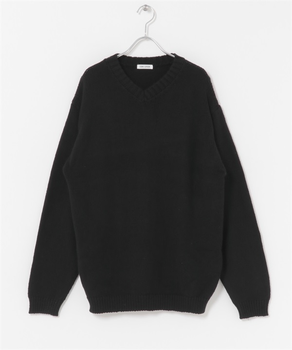 FORK&SPOON 棉混羊毛V領針織衫(黑色-4-BLACK)