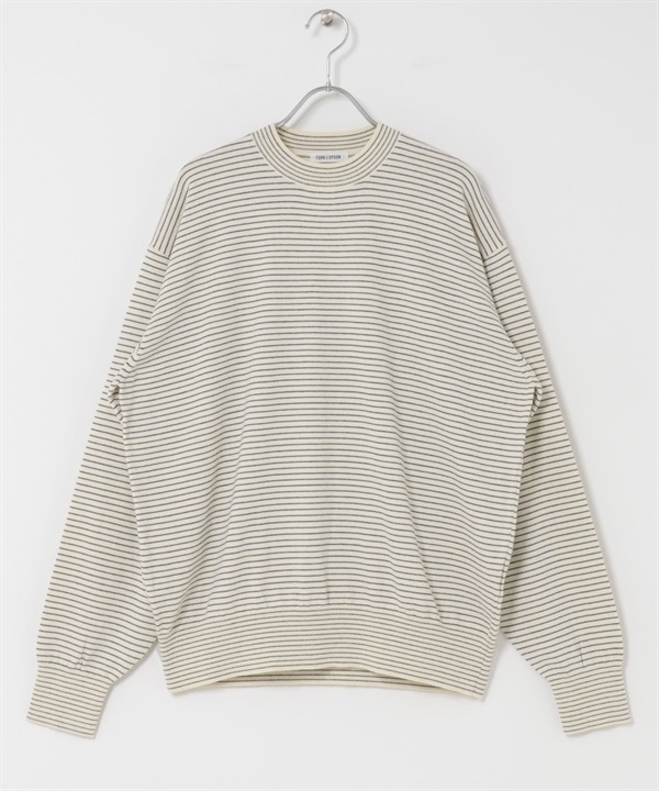 FORK&SPOON 橫紋圓領針織衫(象牙白x藏青色-4-其他白色)