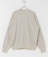 FORK&SPOON 橫紋圓領針織衫(象牙白x藏青色-4-其他白色)