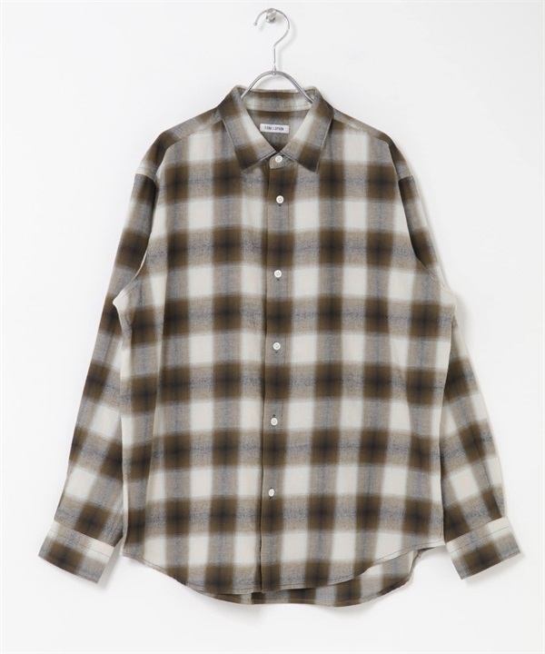 FORK&SPOON 法蘭絨格紋襯衫(棕色-4-BROWN)