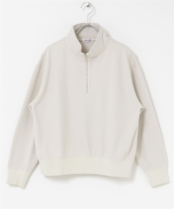 FORK&SPOON 半拉鍊華夫格上衣(象牙白-1-IVORY)