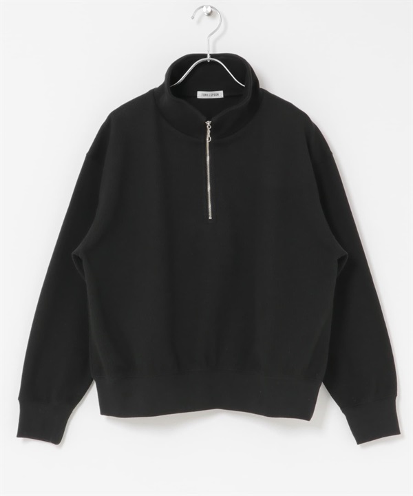 FORK&SPOON 半拉鍊華夫格上衣(黑色-1-BLACK)
