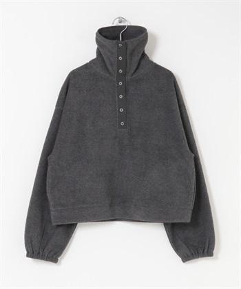 FORK&SPOON 壓扣高領刷毛套衫(炭灰色-1-CHARCOAL GRAY)