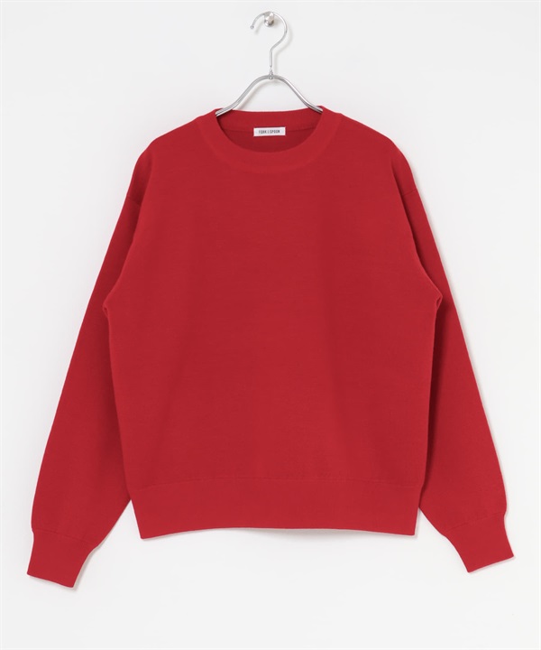 FORK&SPOON 米蘭羅紋圓領針織衫(紅色-1-RED)