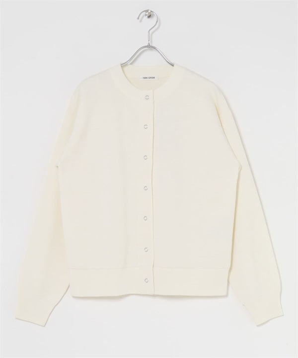 FORK&SPOON 米蘭羅紋圓領開襟衫(象牙白-1-IVORY)