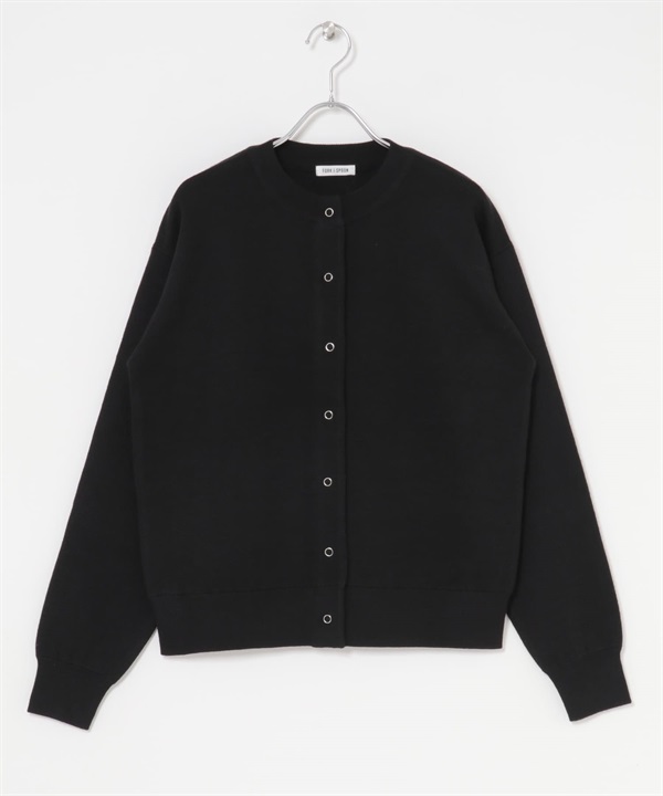 FORK&SPOON 米蘭羅紋圓領開襟衫(黑色-1-BLACK)