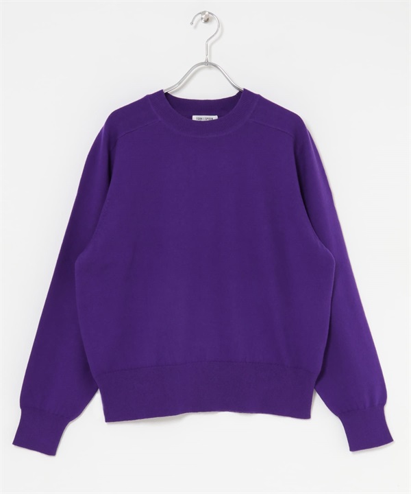 FORK&SPOON 棉混羊毛圓領針織衫(紫色-1-PURPLE)