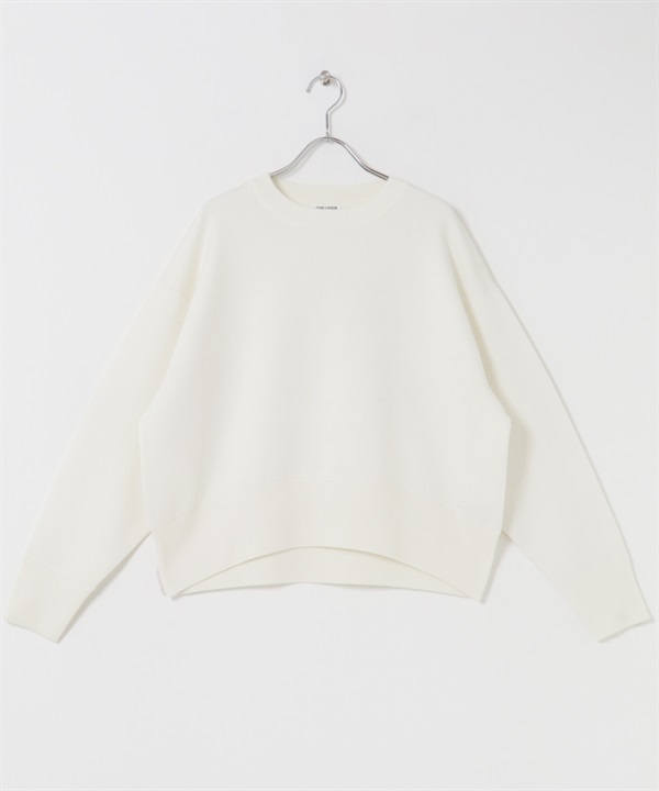 FORK&SPOON 雙面織物圓領針織衫(米色-1-OFF WHITE)