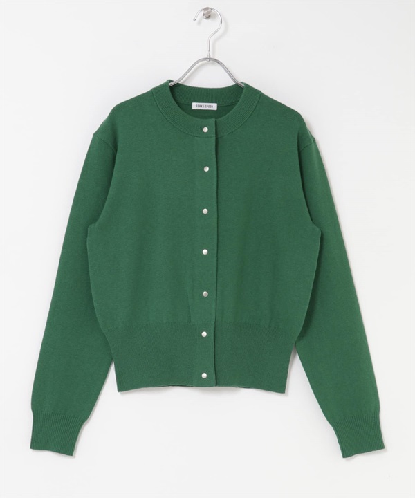 FORK&SPOON 圓領針織開襟衫(綠色-1-GREEN)