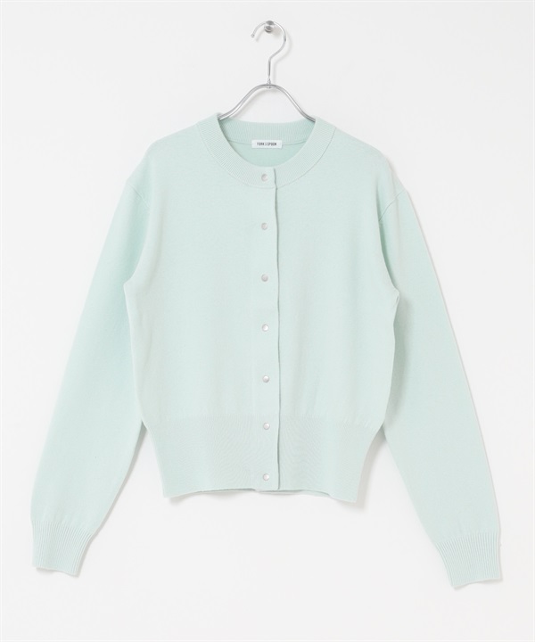 FORK&SPOON 圓領針織開襟衫(薄荷綠色-1-其他綠色)