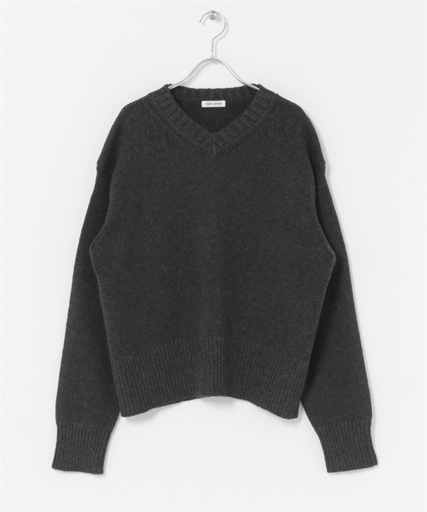 FORK&SPOON V領針織衫(炭灰色-1-CHARCOAL GRAY)