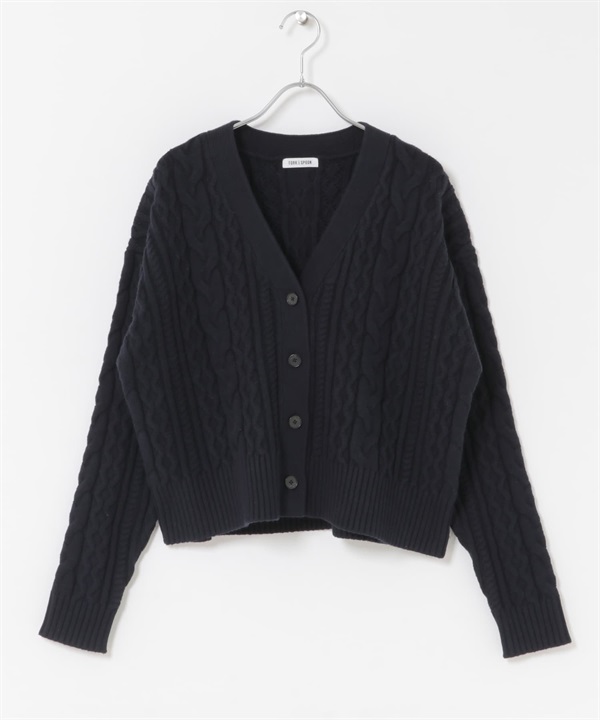 FORK&SPOON 麻花V領開襟衫(藏青色-1-NAVY)