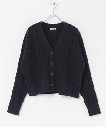 FORK&SPOON 麻花V領開襟衫(藏青色-1-NAVY)