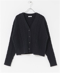 FORK&SPOON 麻花V領開襟衫(藏青色-1-NAVY)