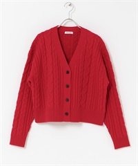 FORK&SPOON 麻花V領開襟衫(紅色-1-RED)