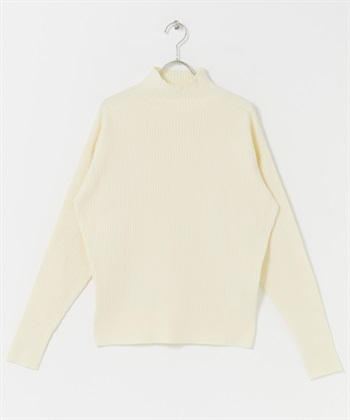 FORK&SPOON 寬羅紋高領針織衫(米色-1-OFF WHITE)