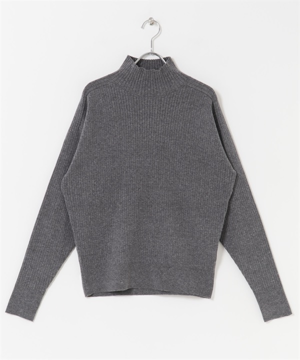 FORK&SPOON 寬羅紋高領針織衫(灰色-1-其他灰色)