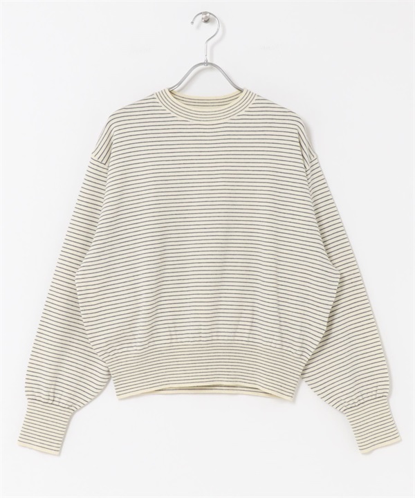 FORK&SPOON 橫紋圓領針織衫(象牙白x藏青色-1-其他白色)