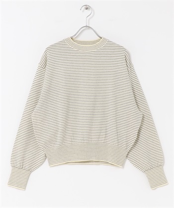 FORK&SPOON 橫紋圓領針織衫(象牙白x藏青色-1-其他白色)