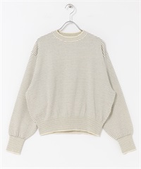 FORK&SPOON 橫紋圓領針織衫(象牙白x藏青色-1-其他白色)