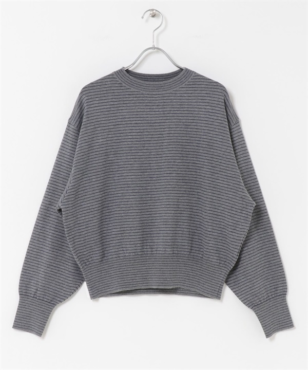 FORK&SPOON 橫紋圓領針織衫(灰色x藏青色-1-其他灰色)