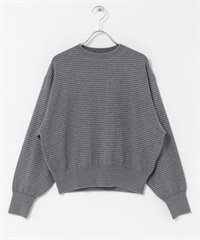 FORK&SPOON 橫紋圓領針織衫(灰色x藏青色-1-其他灰色)