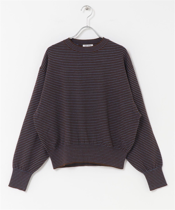 FORK&SPOON 橫紋圓領針織衫(棕色x藍色-1-其他棕色)