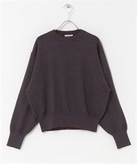 FORK&SPOON 橫紋圓領針織衫(棕色x藍色-1-其他棕色)