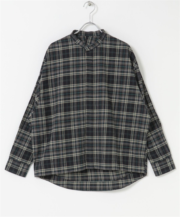 FORK&SPOON 起毛格紋襯衫(黑色格紋-1-其他黑色)