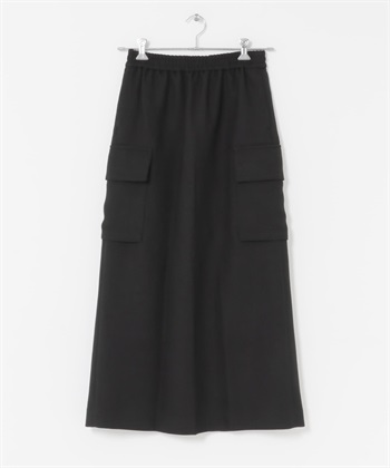 FORK&SPOON 仿羊毛斜紋長裙(黑色-1-BLACK)