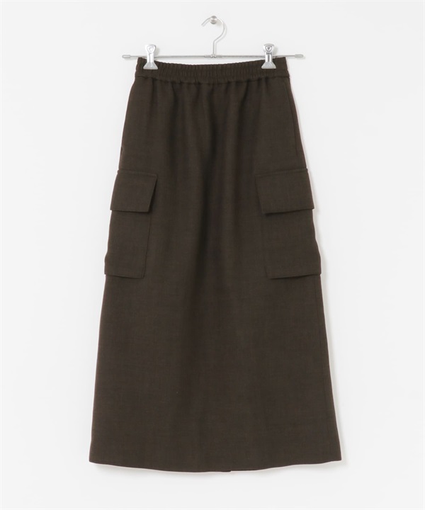 FORK&SPOON 仿羊毛斜紋長裙(棕色-1-BROWN)