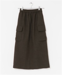 FORK&SPOON 仿羊毛斜紋長裙(棕色-1-BROWN)