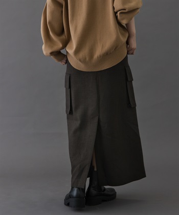 FORK&SPOON 仿羊毛斜紋長裙