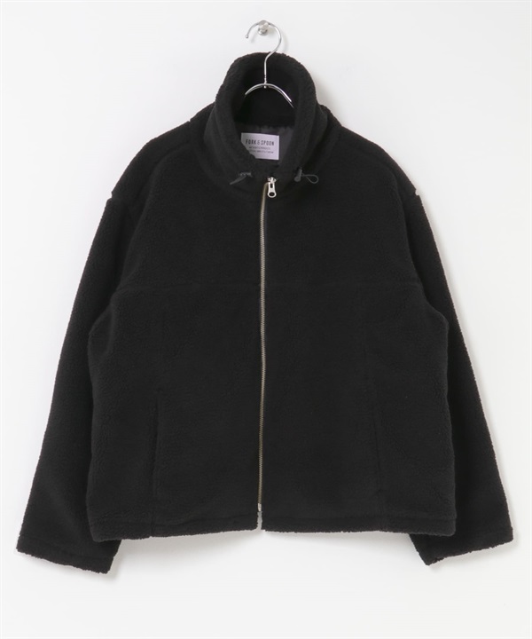 FORK&SPOON 立領絨毛夾克(黑色-1-BLACK)