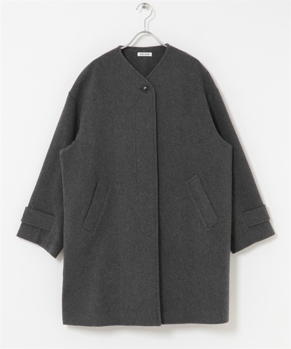 FORK&SPOON 羊毛無領大衣(炭灰色-1-CHARCOAL GRAY)