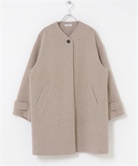 FORK&SPOON 羊毛無領大衣(膚色-1-BEIGE)