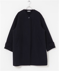 FORK&SPOON 羊毛無領大衣(藏青色-1-NAVY)