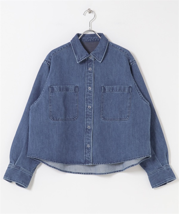 FORK&SPOON 和紙混紡牛仔襯衫(藍色-1-BLUE)