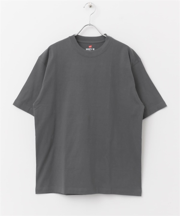 【別注】Hanes / BEEFY-T合身短袖T恤(深灰色-M-DARK GRAY)