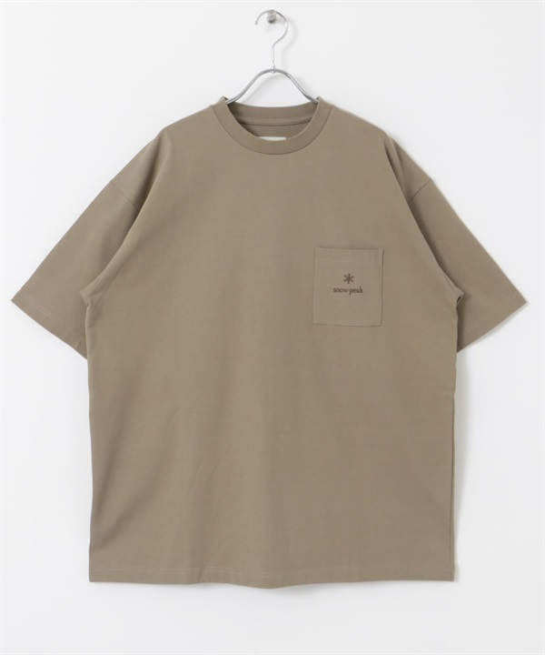 【別注】Snow Peak / 刺繡LOGO口袋T恤(泥棕色-M-BEIGE)