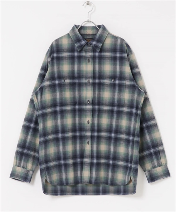 【別注】PENDLETON / 休閒格紋襯衫(綠色/藍色-M-其他綠色)