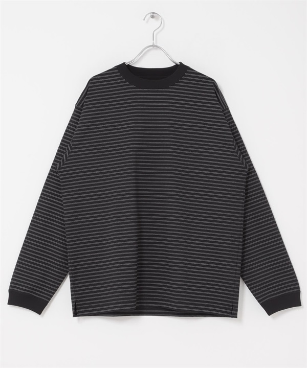 吸水速乾涼感長袖T恤(黑色x白色-M-其他黑色)