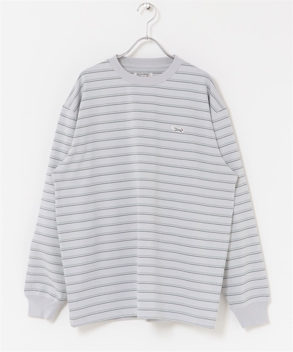 【別注】PENNEYS / THE FOX刺繡長袖T恤(灰色 x 綠色-M-LIGHT GRAY)