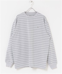 【別注】PENNEYS / THE FOX刺繡長袖T恤(灰色 x 綠色-M-LIGHT GRAY)