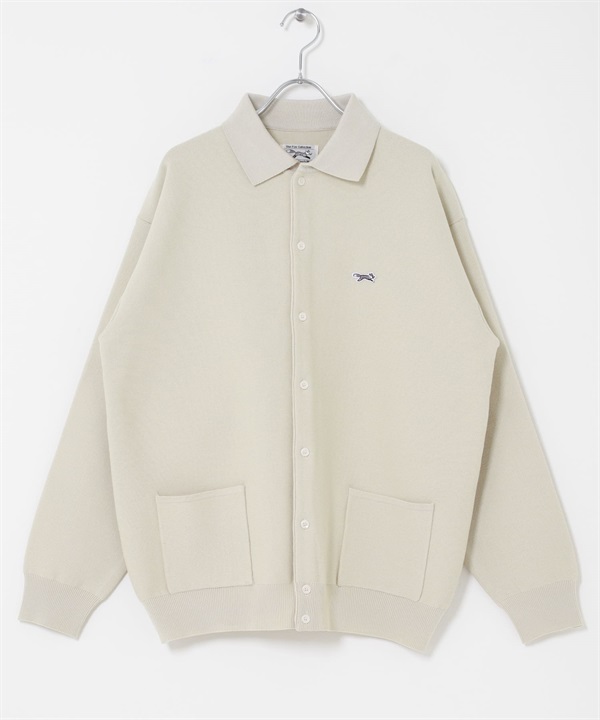 【別注】PENNEYS / THE FOX刺繡襯衫式開襟衫(亞麻色-M-IVORY)