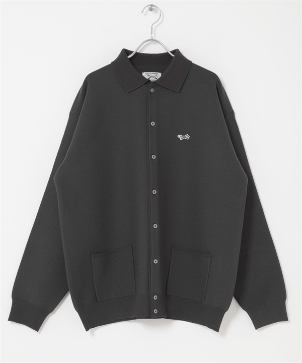 【別注】PENNEYS / THE FOX刺繡襯衫式開襟衫(炭灰色-M-CHARCOAL GRAY)
